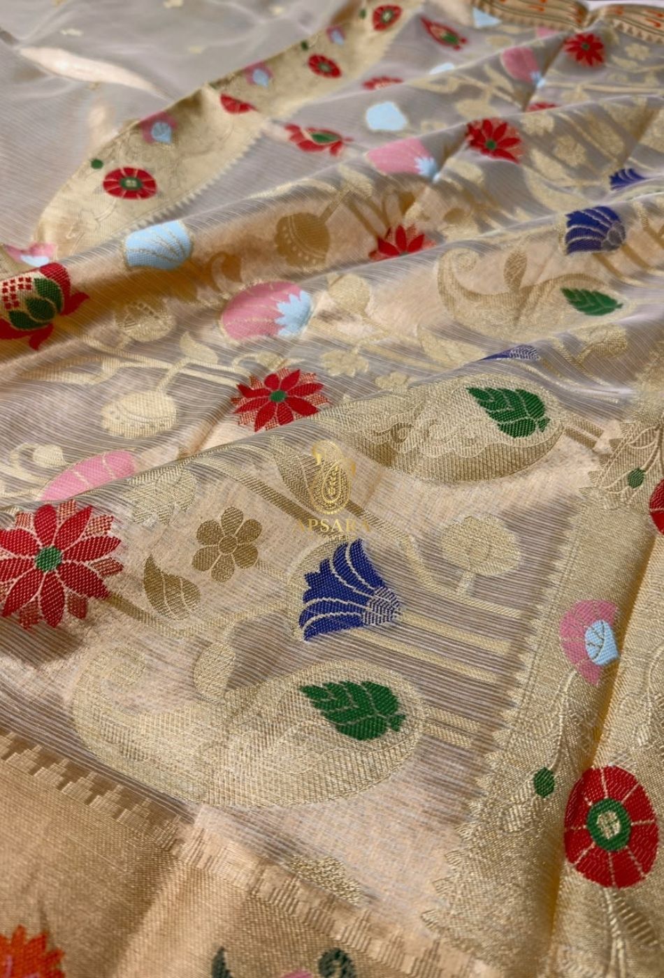 Banarasi Khaddi Dubble Tissue Silk with Paithani Border Weaving Saree