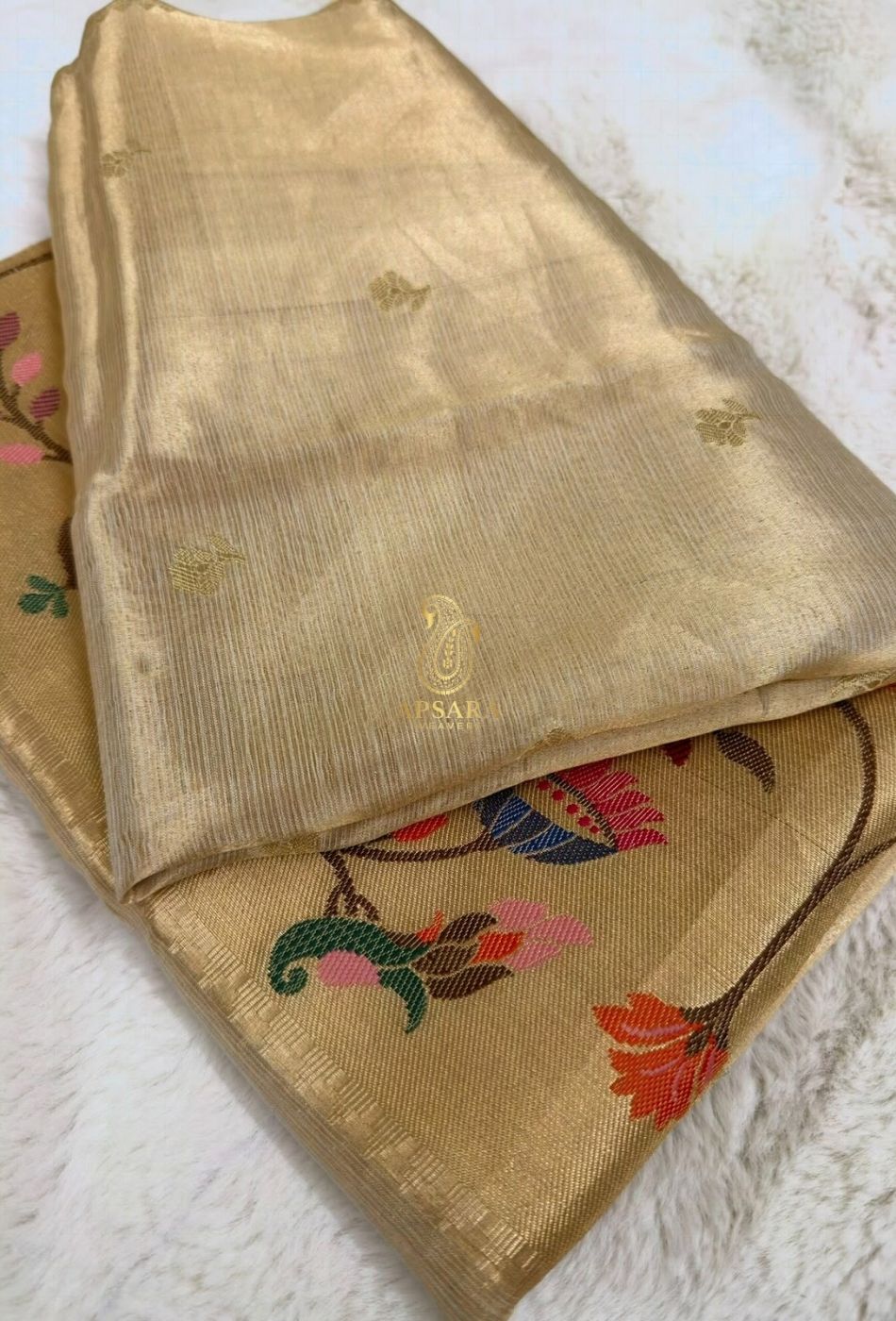 Banarasi Khaddi Dubble Tissue Silk with Paithani Border Weaving Saree