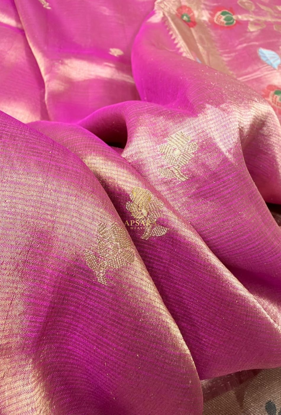 Banarasi Khaddi Dubble Tissue Silk with Paithani Border Weaving Saree
