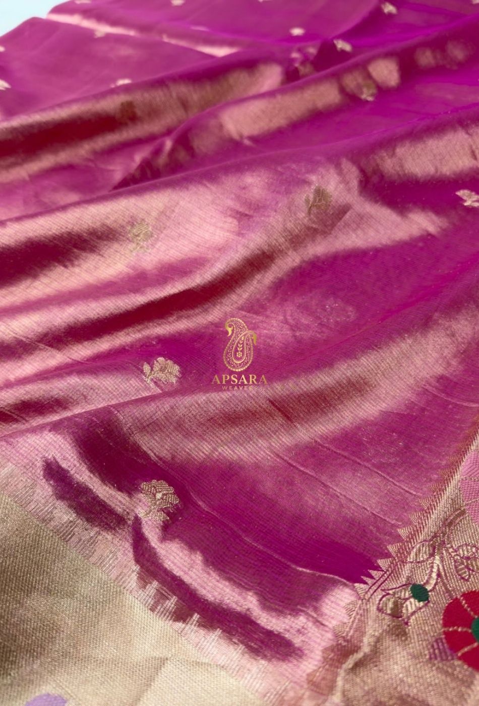 Banarasi Khaddi Dubble Tissue Silk with Paithani Border Weaving Saree