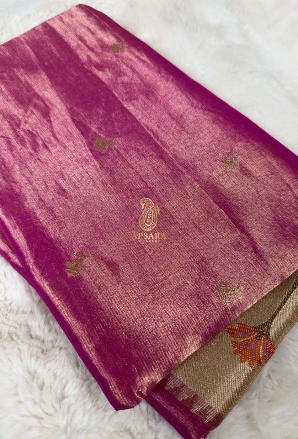 Banarasi Khaddi Dubble Tissue Silk with Paithani Border Weaving Saree