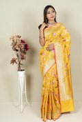 Pure Handloom Banarasi Katan Silk Jangla with Mina Work Saree