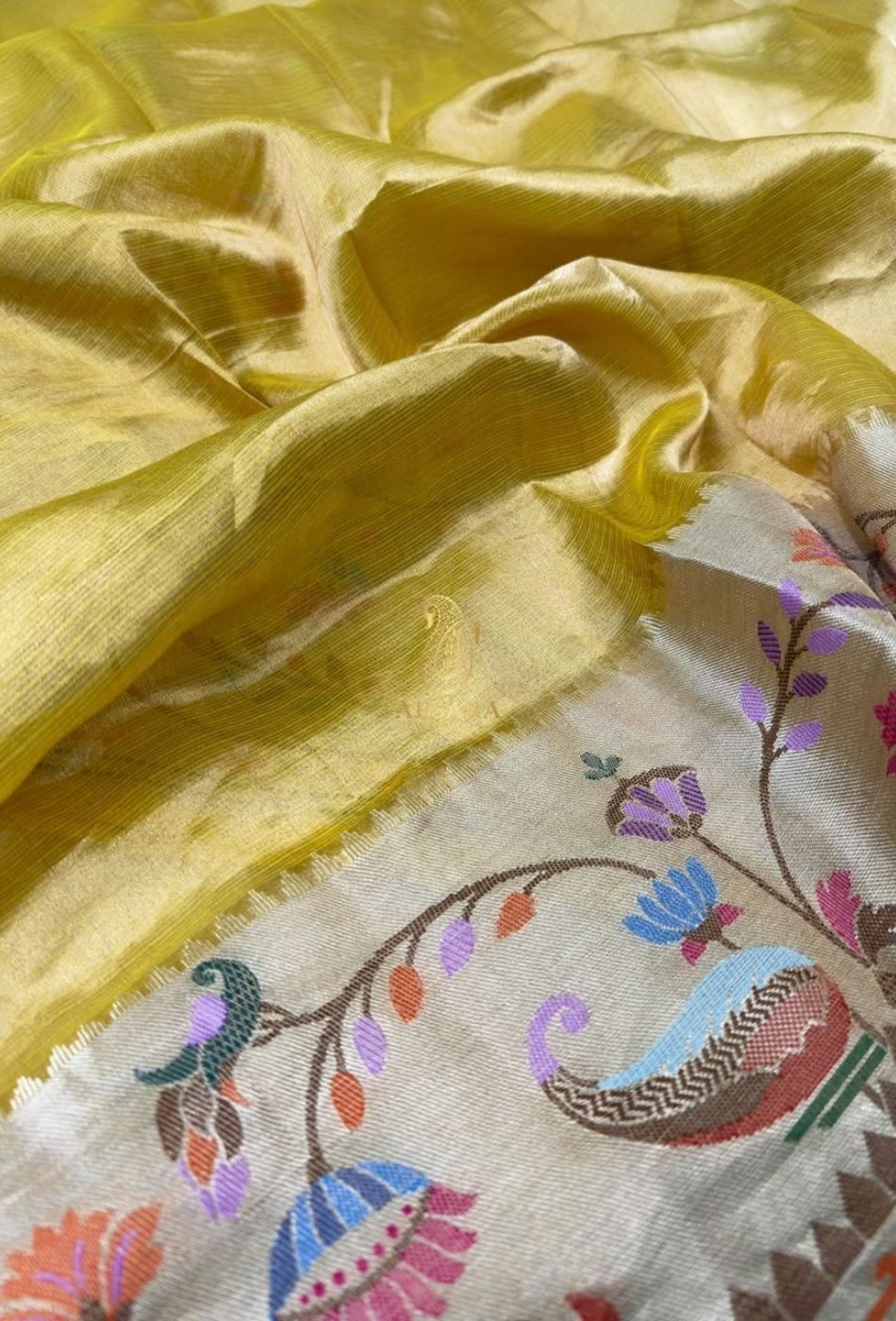 Banarasi Khaddi Dubble Tissue Silk with Paithani Border Weaving Saree