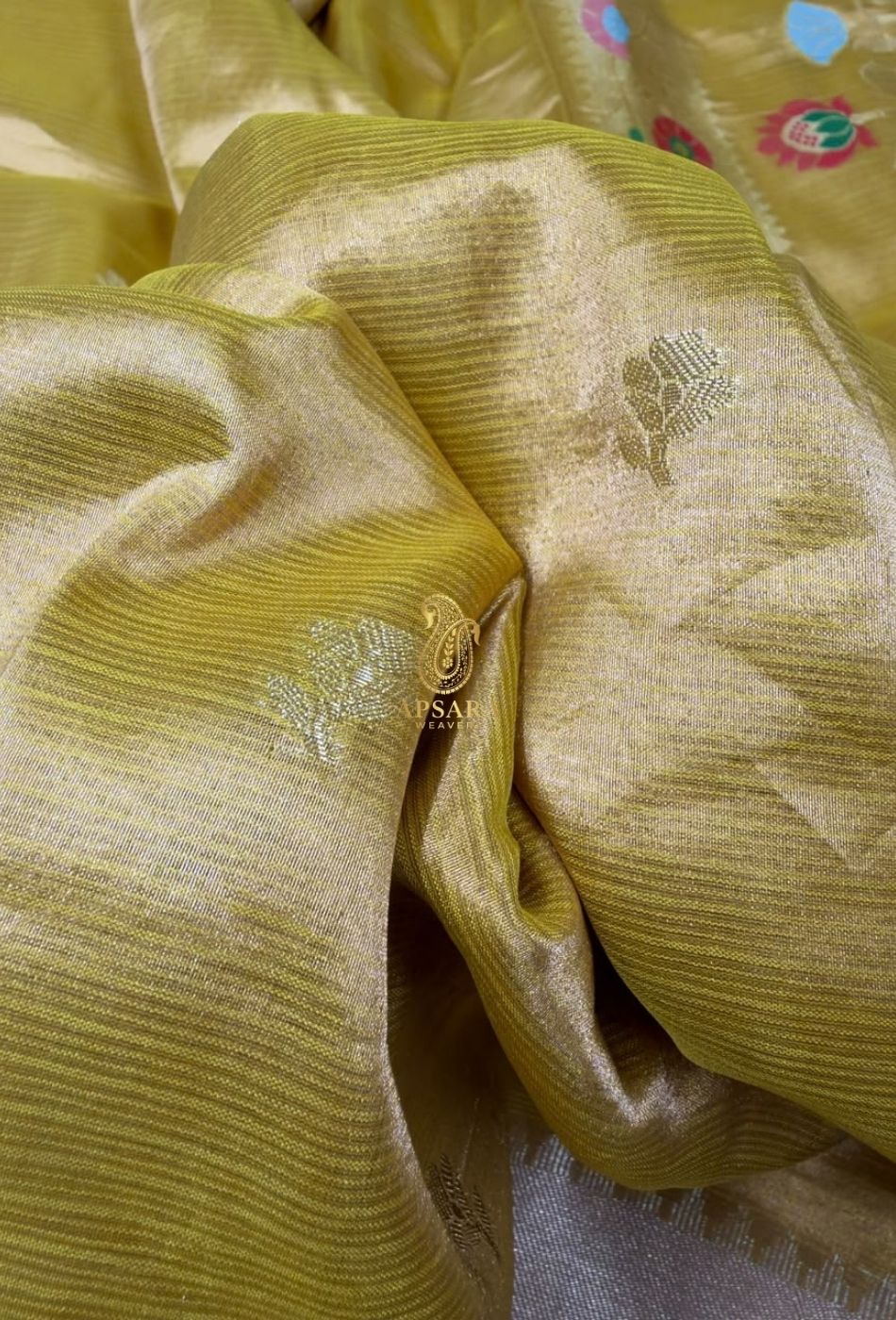 Banarasi Khaddi Dubble Tissue Silk with Paithani Border Weaving Saree