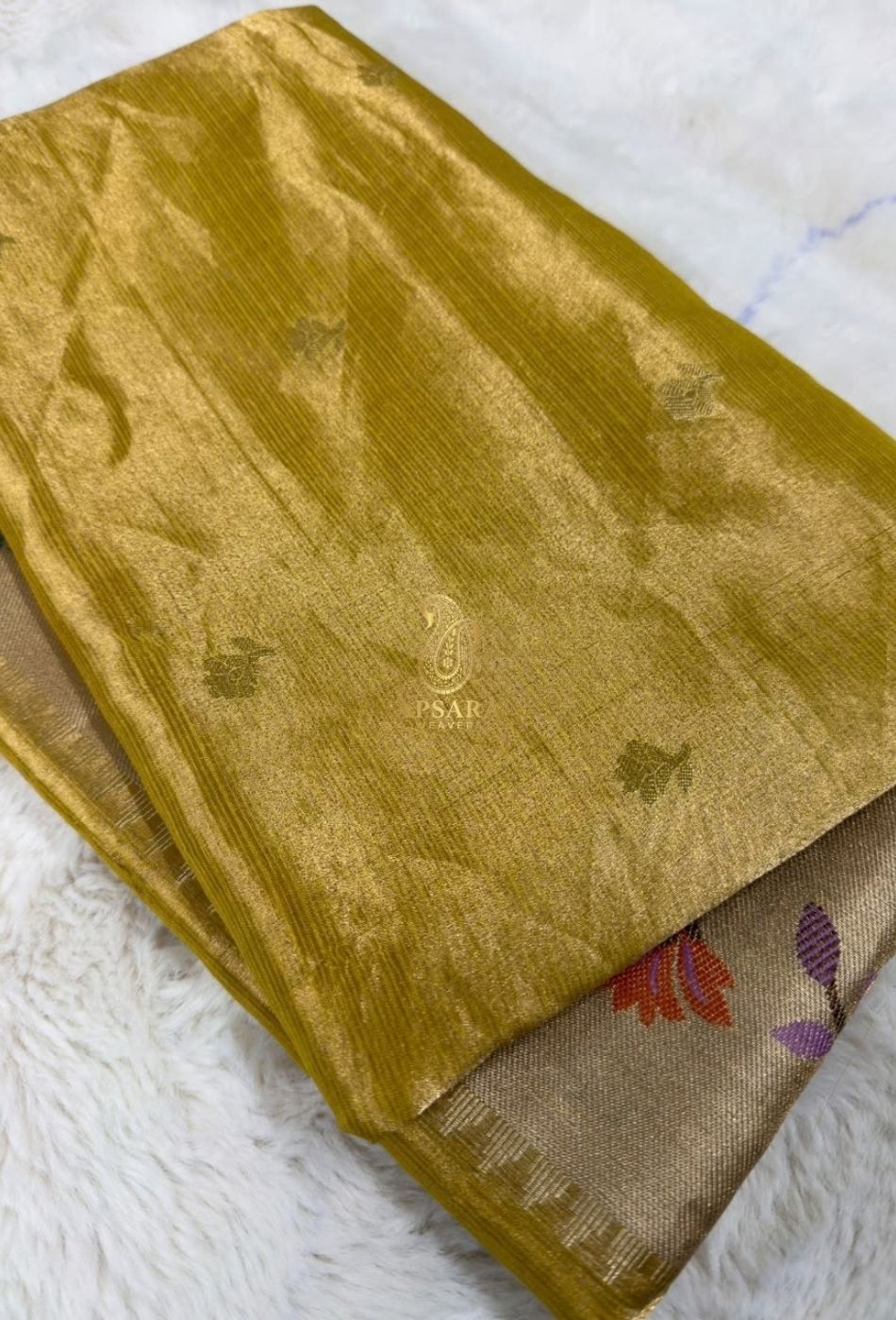 Banarasi Khaddi Dubble Tissue Silk with Paithani Border Weaving Saree