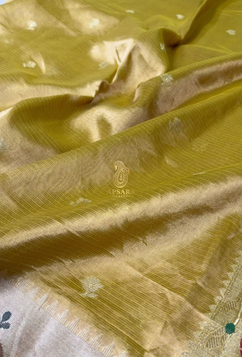 Banarasi Khaddi Dubble Tissue Silk with Paithani Border Weaving Saree