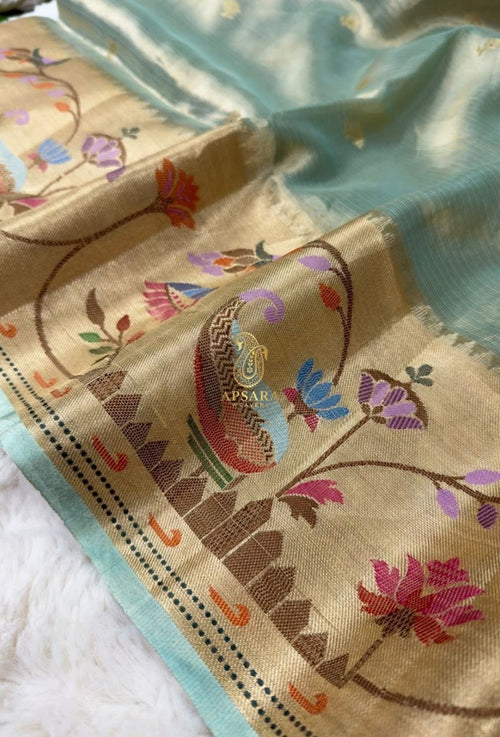Banarasi Khaddi Dubble Tissue Silk with Paithani Border Weaving Saree